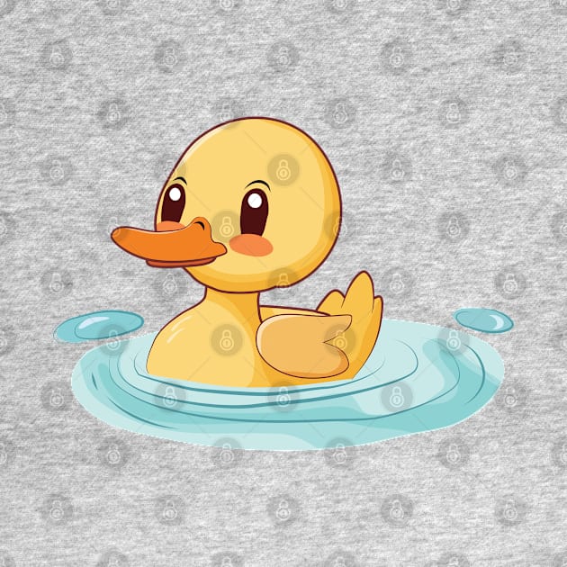 Swimming cute cartoon duck by GreenZebraArt